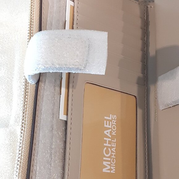 Jet Set Travel Signature Logo Smartphone Wallet- Gold Leather
